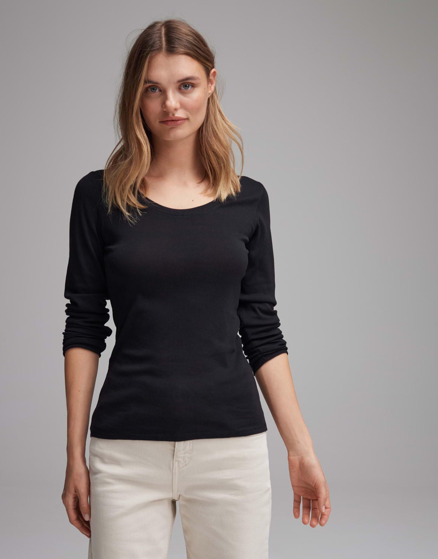 Langarmshirt Sorana Figurbetont Damen Schwarz 42 von OPUS