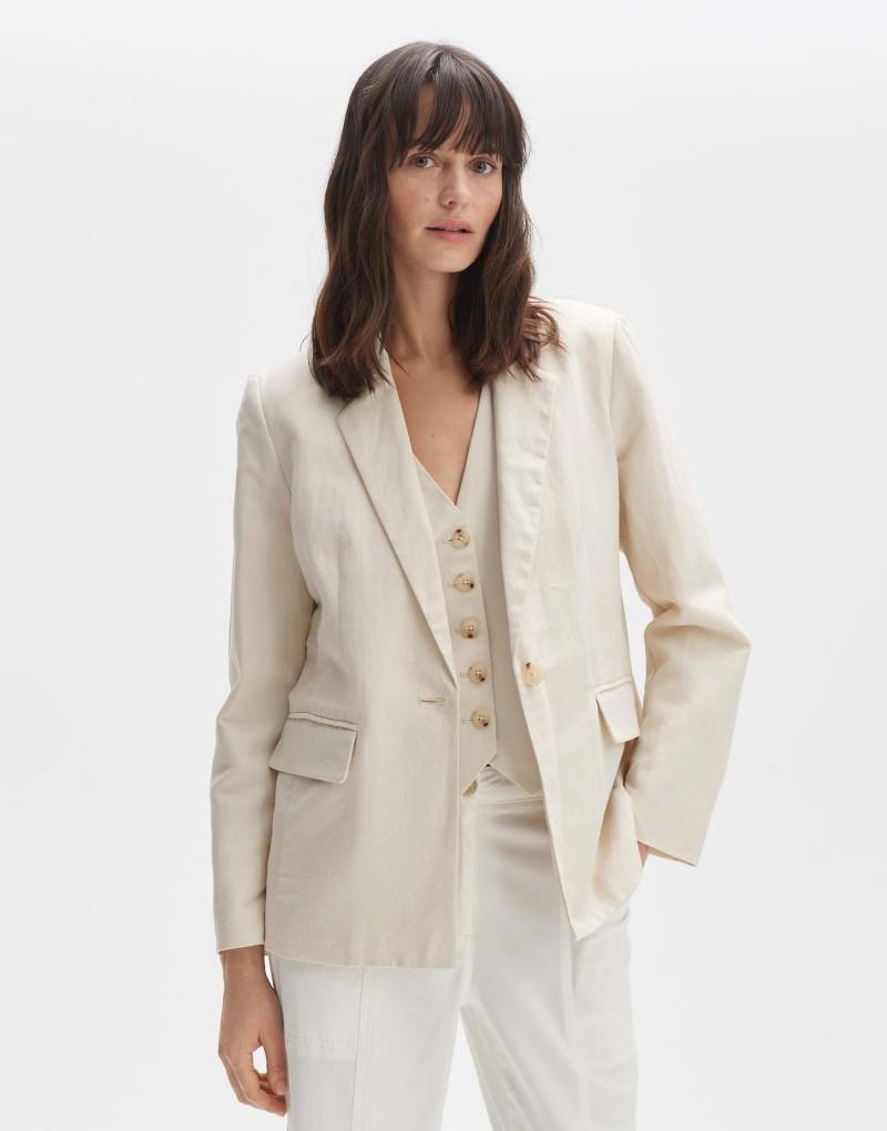 Leinen Blazer Jamari Leicht Talliert Damen Beige 34 von OPUS