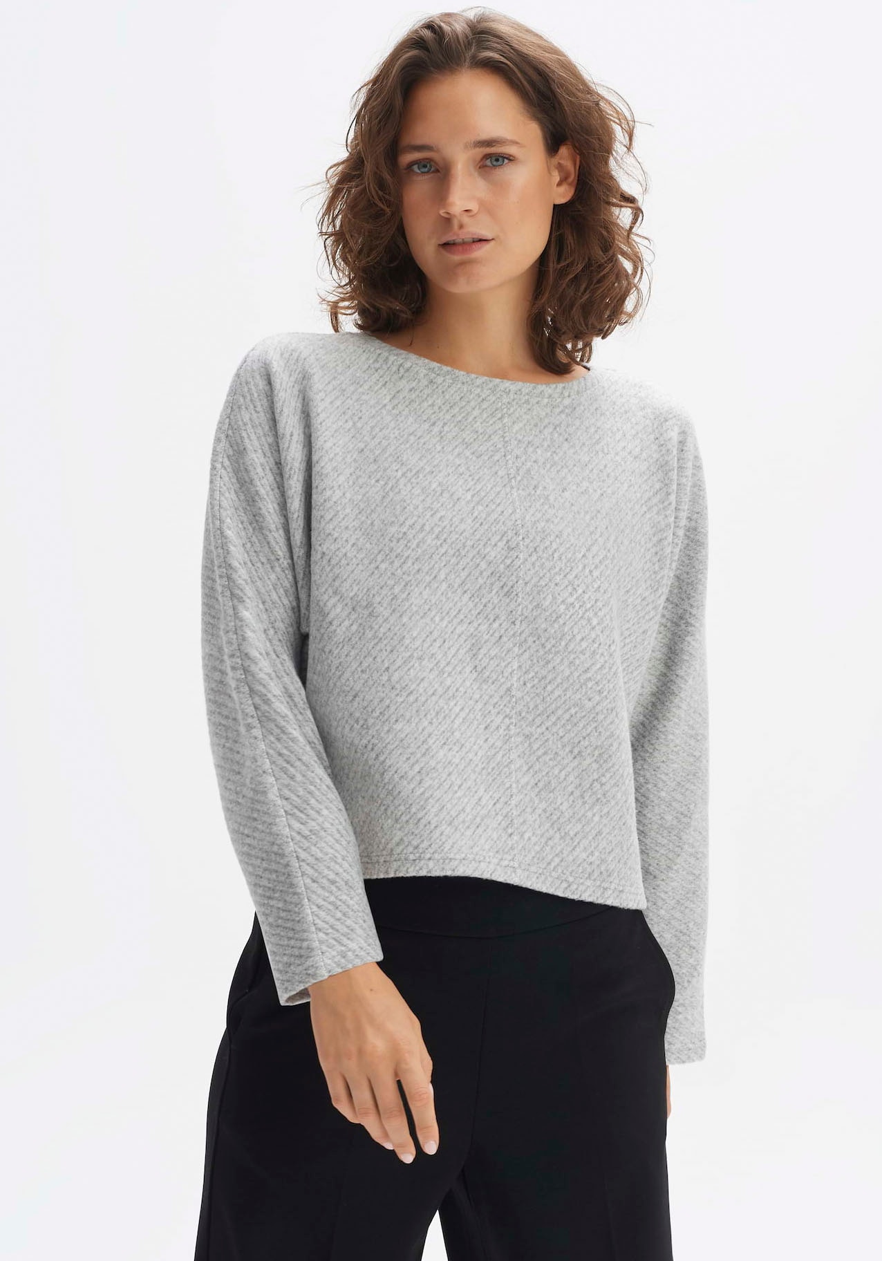 OPUS Fleecepullover »Gifrozen«, mit diagonal gestreiftem Design von OPUS