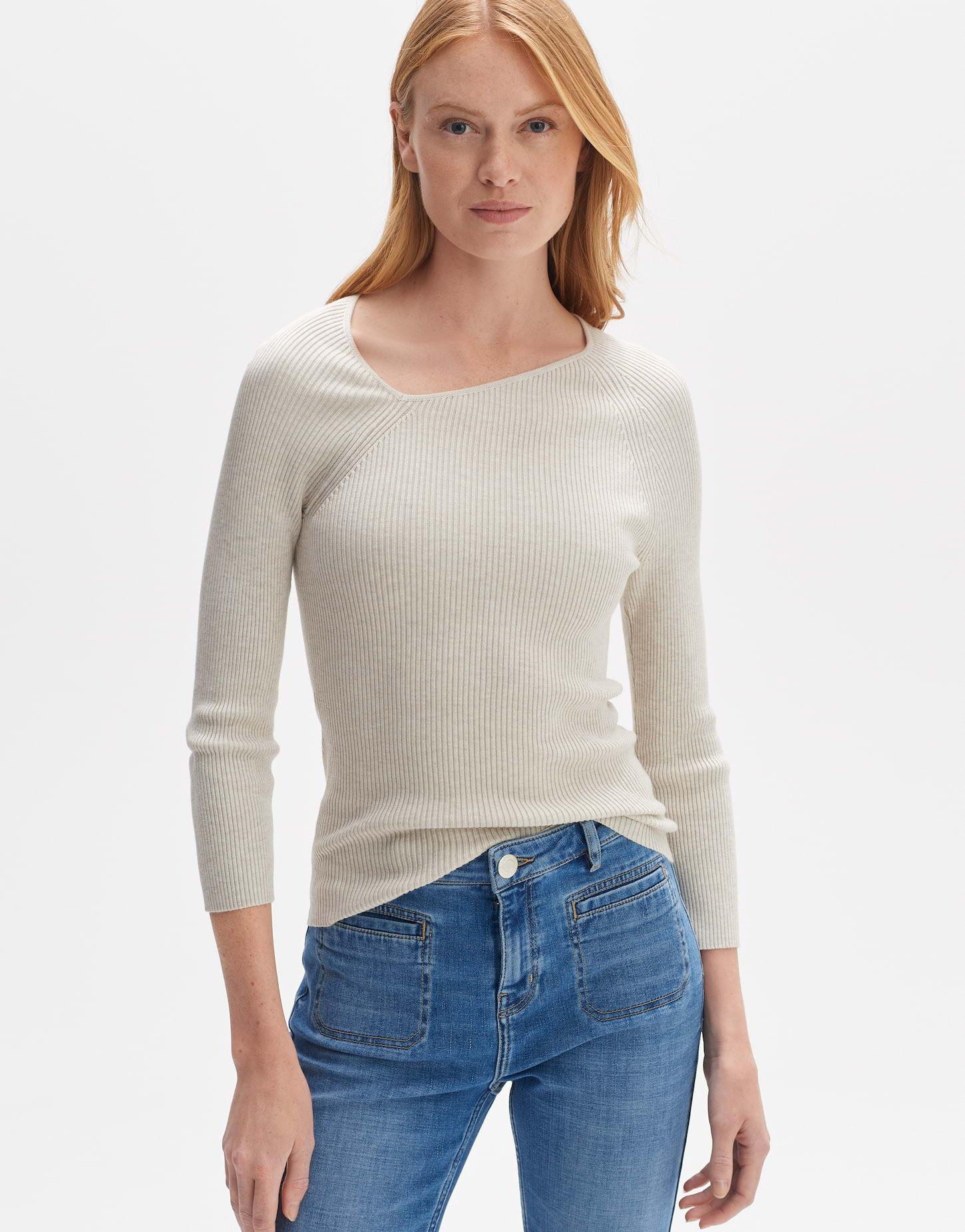 OPUS - Strickpullover Pinda gerader Schnitt, für Damen, Beige, Größe 44 von OPUS