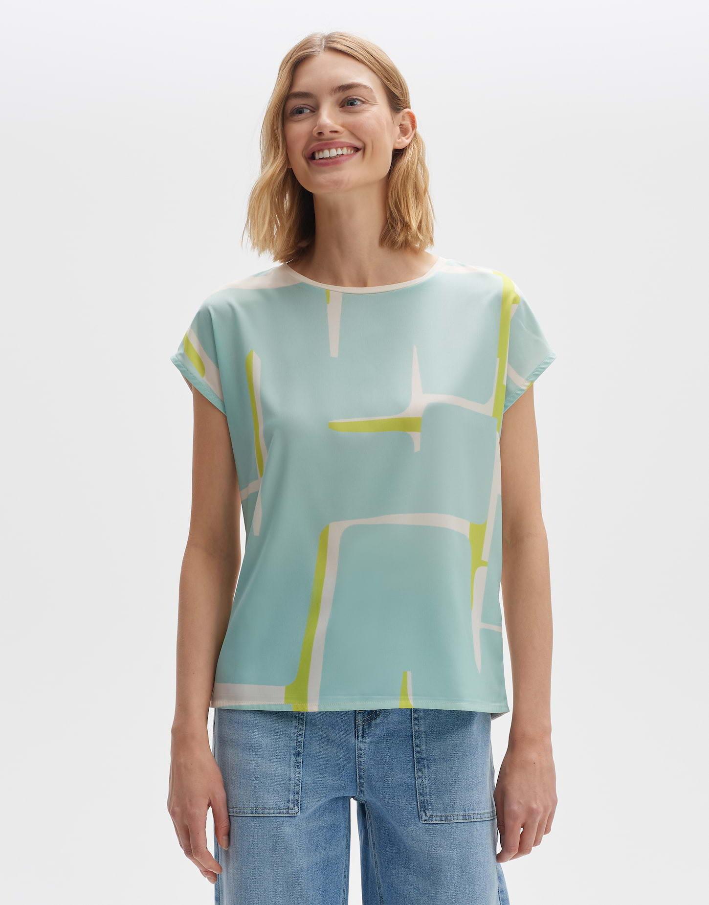 OPUS - Shirt Sisbo print gerader Schnitt, für Damen, Pastellgrün, Größe 42 von OPUS