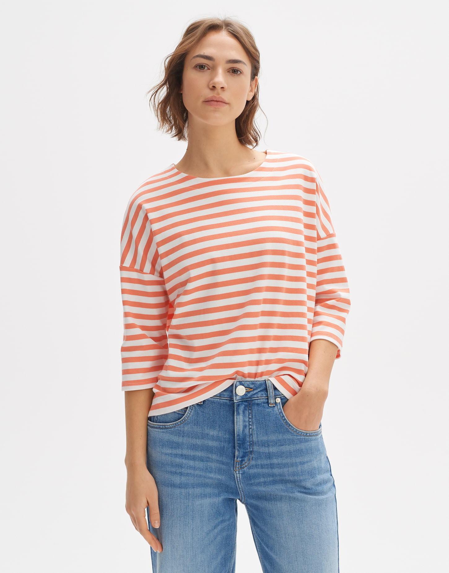 OPUS - Streifenshirt Seifen bold stripe gerader Schnitt, für Damen, Lachs, Größe S von OPUS