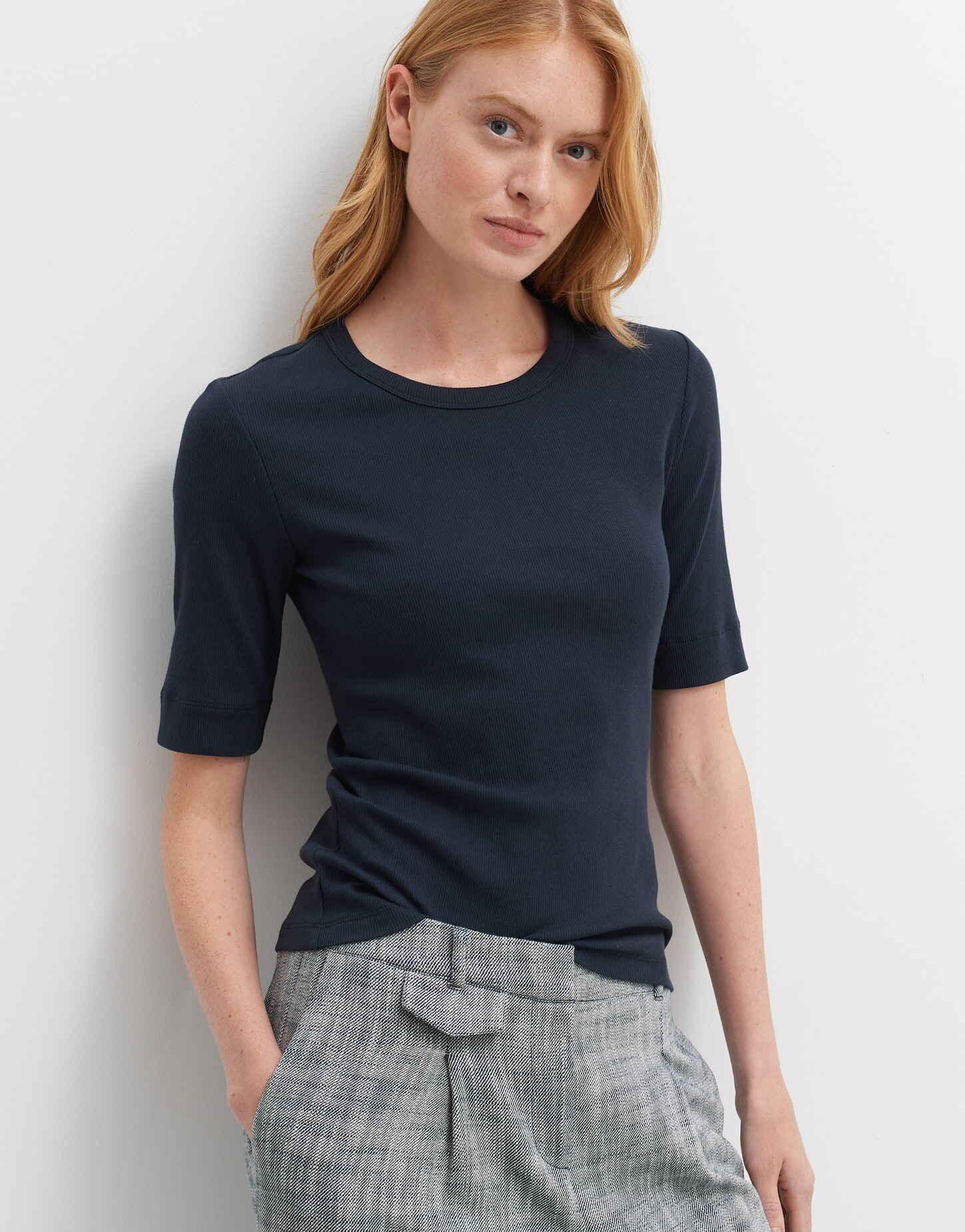 OPUS - Rippshirt Sustafa gerader Schnitt, für Damen, Blau, Größe 42 von OPUS