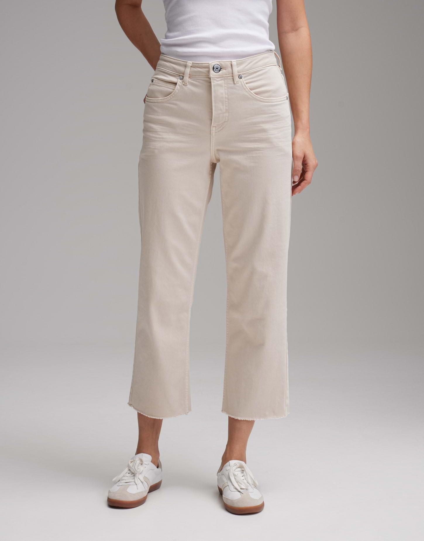 Wide Cropped Jeans Momito Color Gerade Damen Beige 34 von OPUS