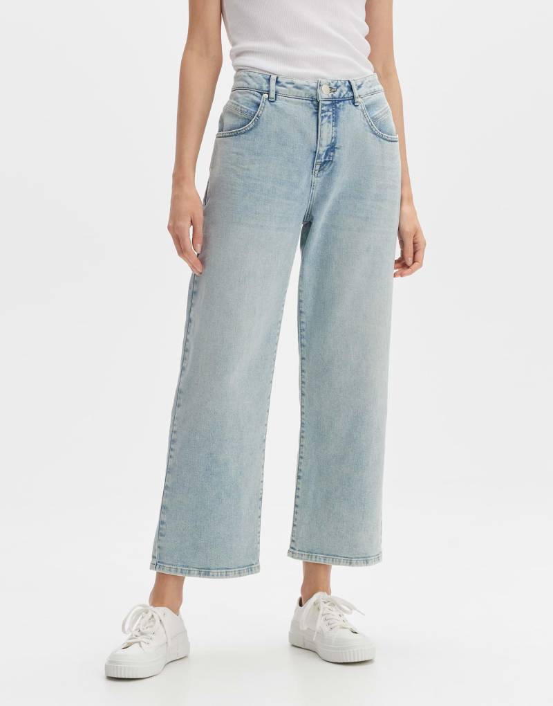 Wide Cropped Jeans Momito Fresh Gerade Geschnitten Damen Azurblau 40 von OPUS