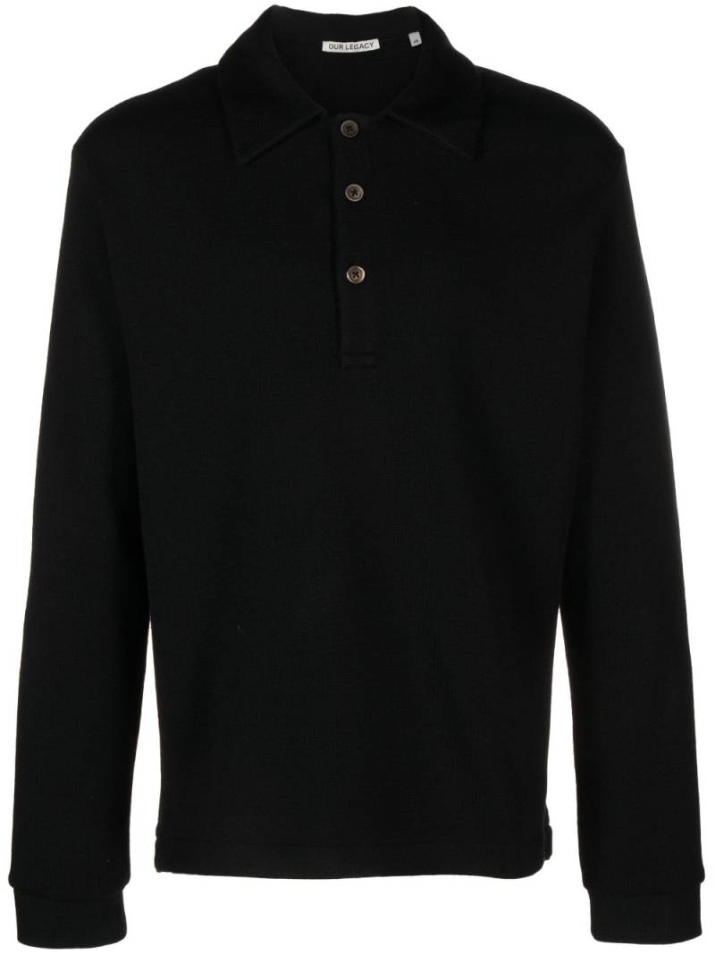 OUR LEGACY Ile piqué polo shirt - Black von OUR LEGACY