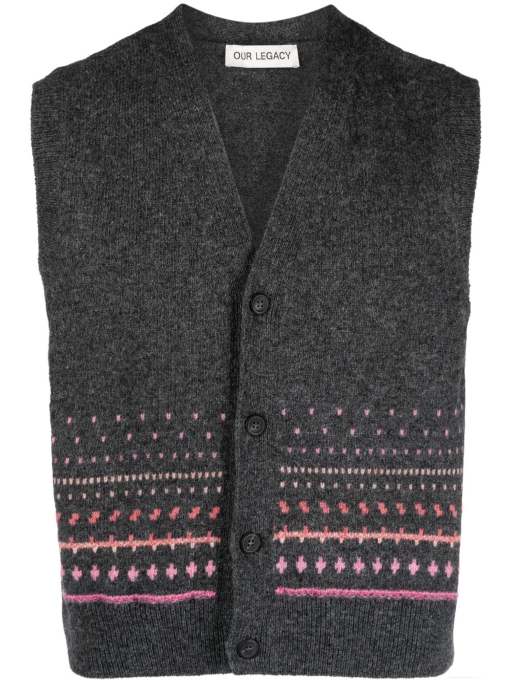 OUR LEGACY Rugart patterned-intarsia wool vest - Grey von OUR LEGACY