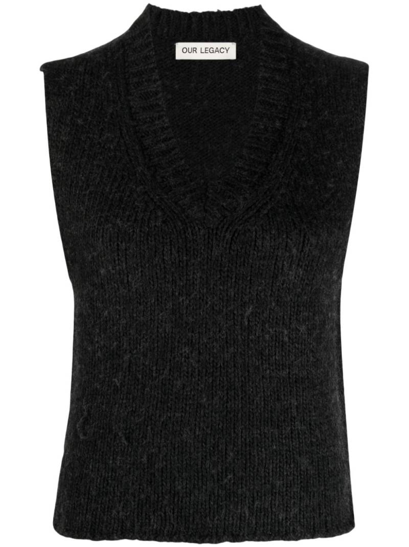 OUR LEGACY V-neck knitted vest - Grey von OUR LEGACY