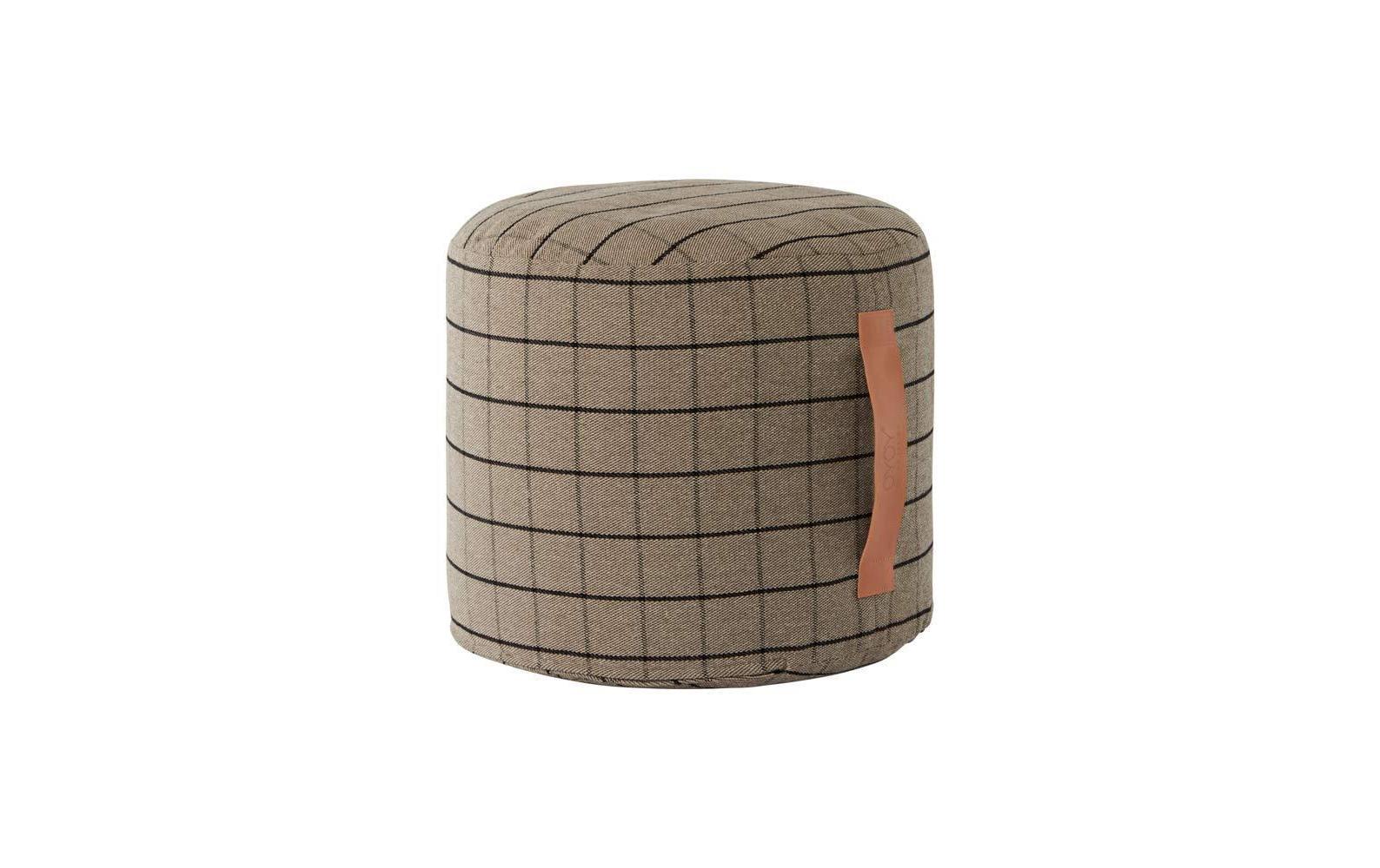 OYOY Pouf »Grid Ø 40 cm, Braun/Schwarz« von OYOY