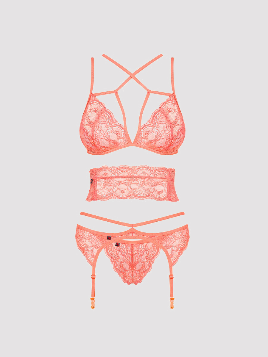 Obsessive, Dessous Set, Obsessive Frivolla - Limited Edition Dessous Set, Koralle, L/xl- Amorana von Obsessive