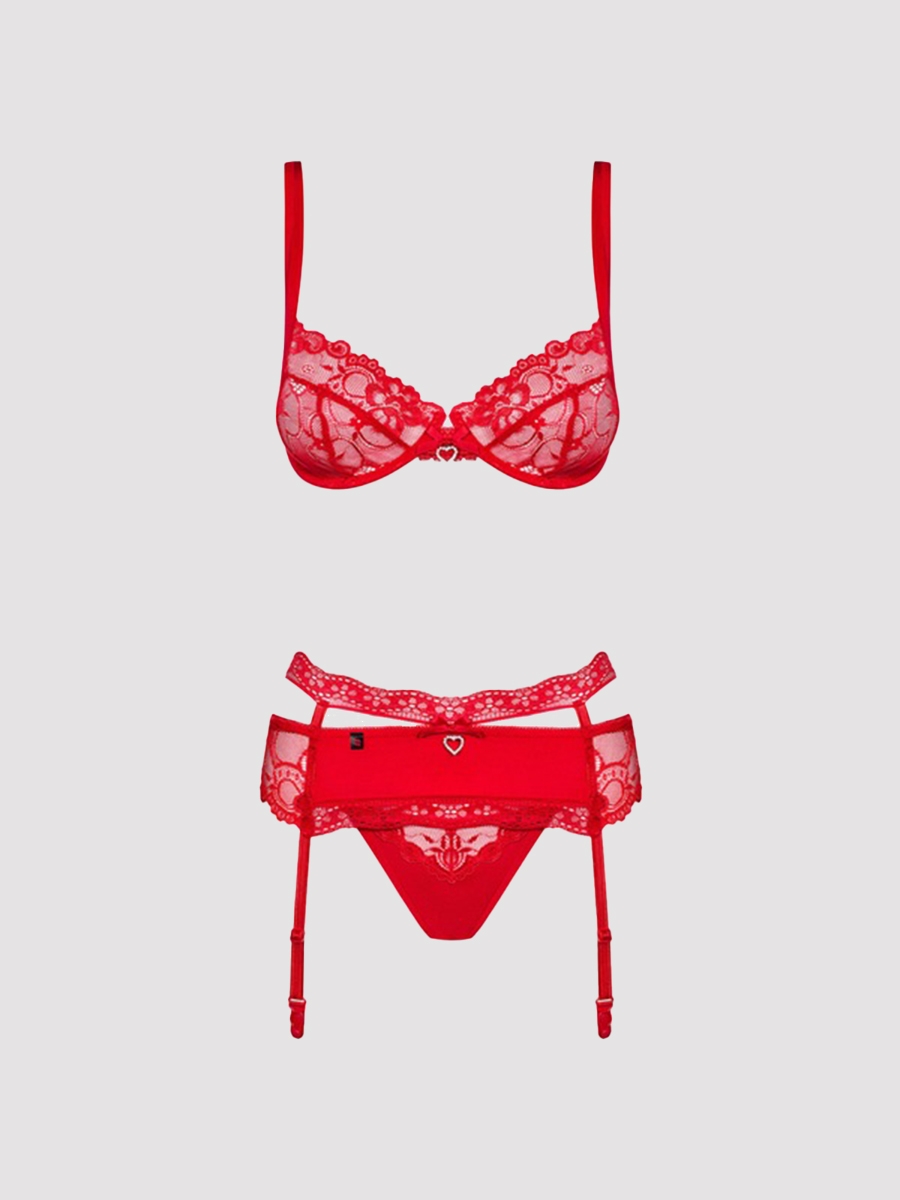 Obsessive, Dessous Set, Obsessive Heartina Dessous Set, Rot, L/xl- Amorana von Obsessive