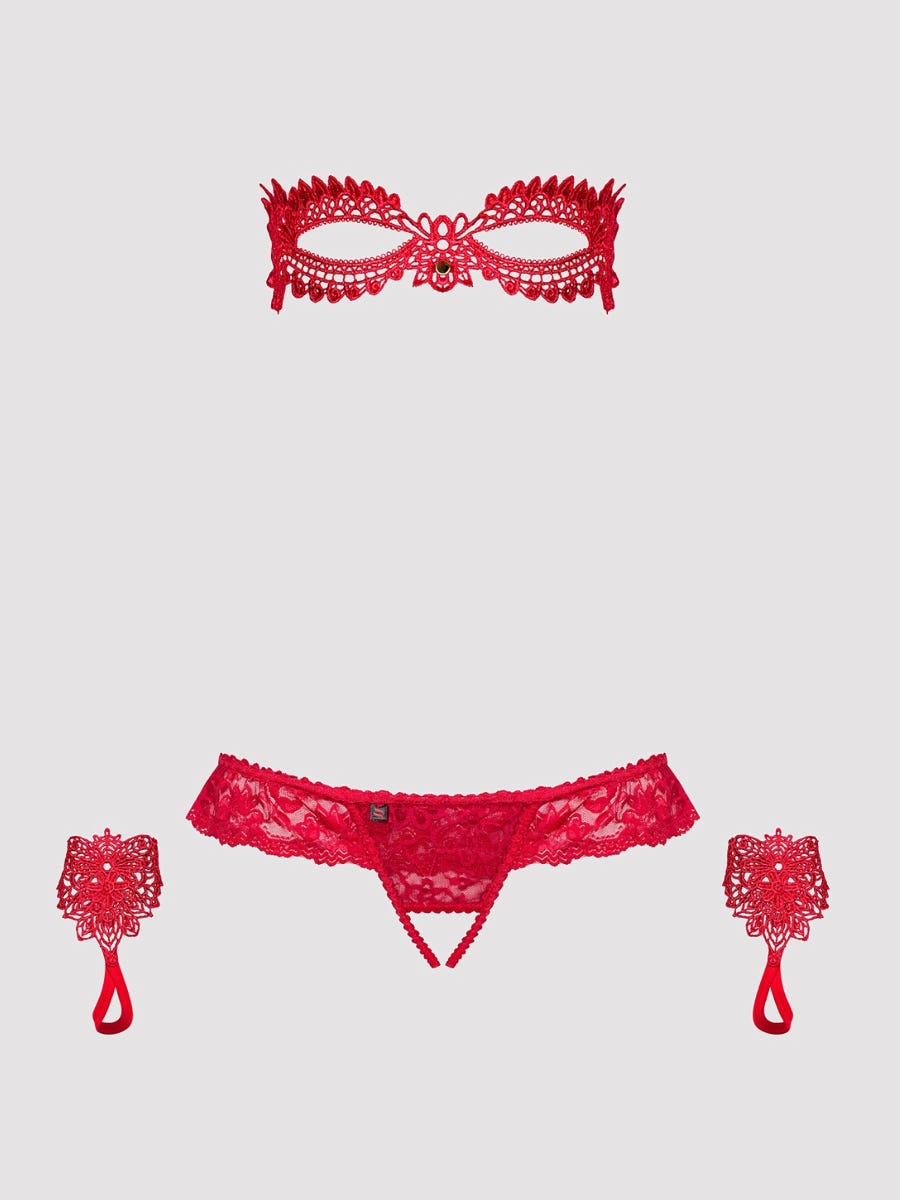 Obsessive, Dessous Set, Obsessive Hetea Dessous Set, Rot, S/m- Amorana von Obsessive