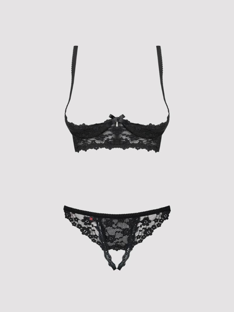 Obsessive Letica Dessous Set Ouvert, Schwarz - Amorana von Obsessive