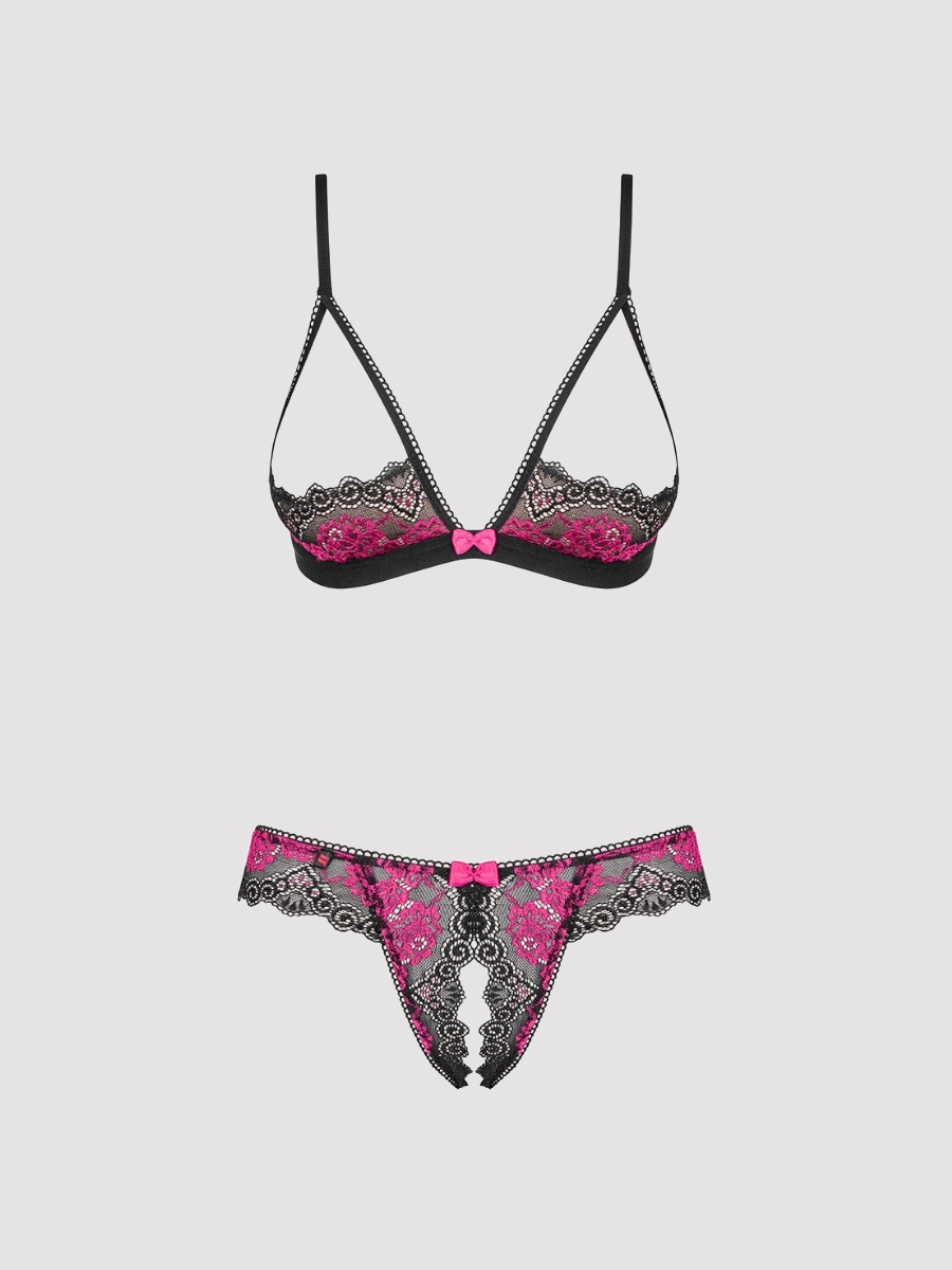 Obsessive Tulia Dessous Set Ouvert, Schwarz Violett - Amorana von Obsessive