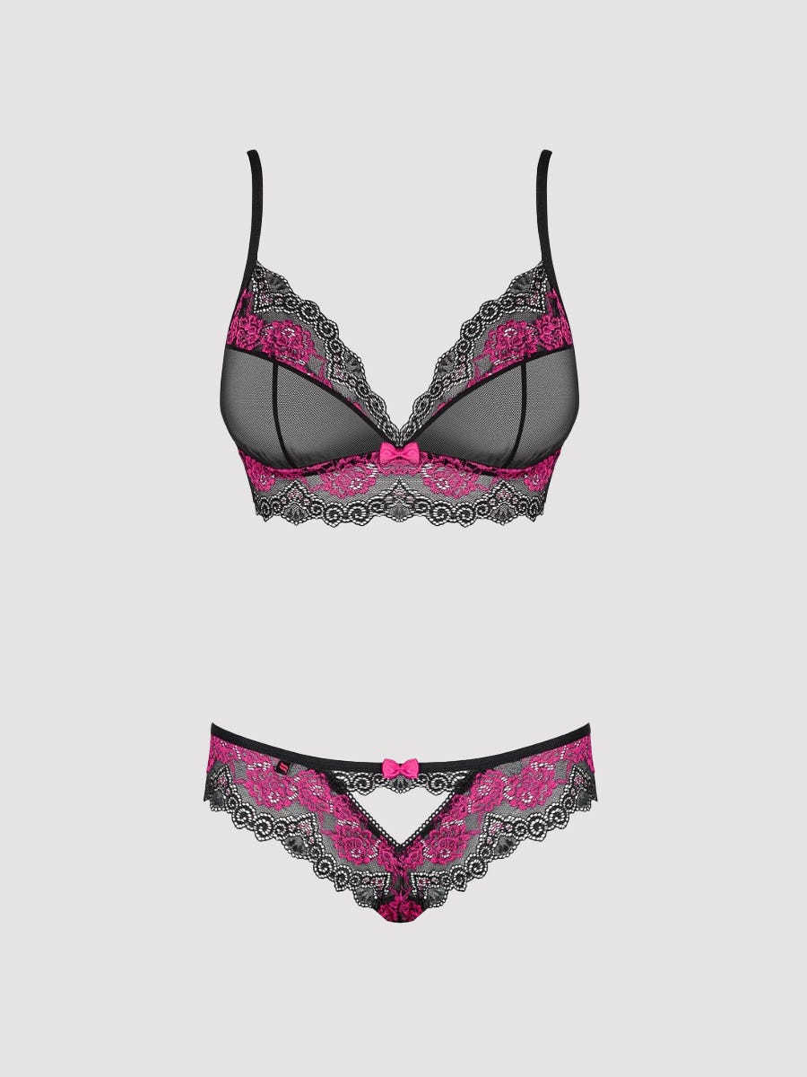 Obsessive, Dessous Set, Obsessive Tulia Dessous Set, Schwarz Violett, S/m- Amorana von Obsessive