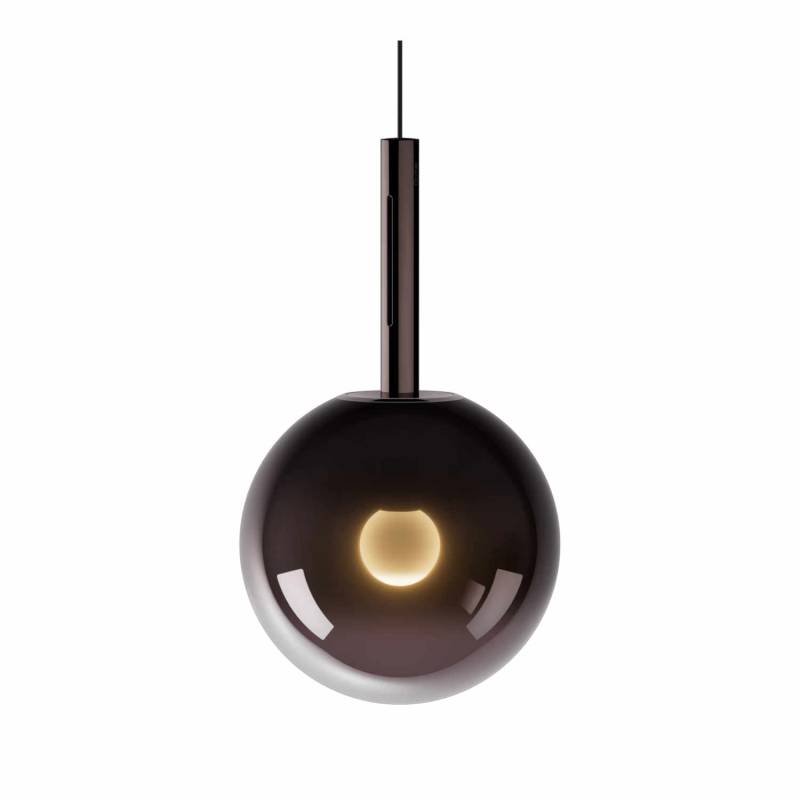 Luna sospeso Up Pendelleuchte, Farbe dark chrome, Grösse d. 16cm, Höhe 500-2000cm (stufenlos) von Occhio