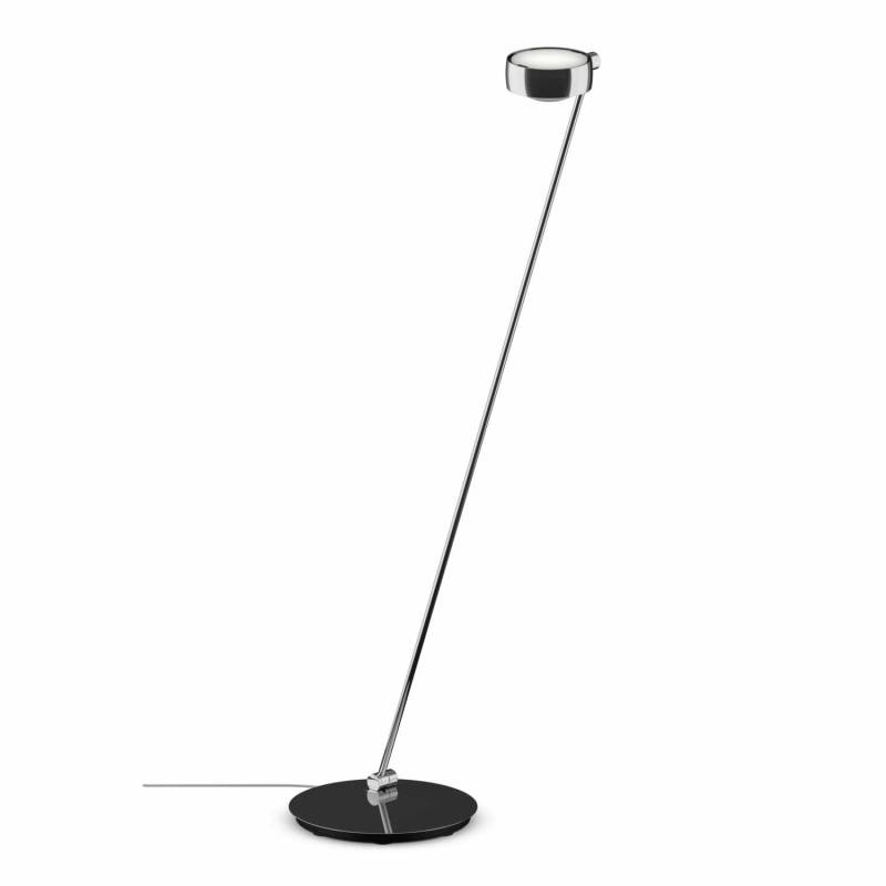 Sento Lettura LED Bodenleuchte, Grösse höhe 125 cm, Kopf / Body / Fuss chrom glanz, Ausrichtung links von Occhio