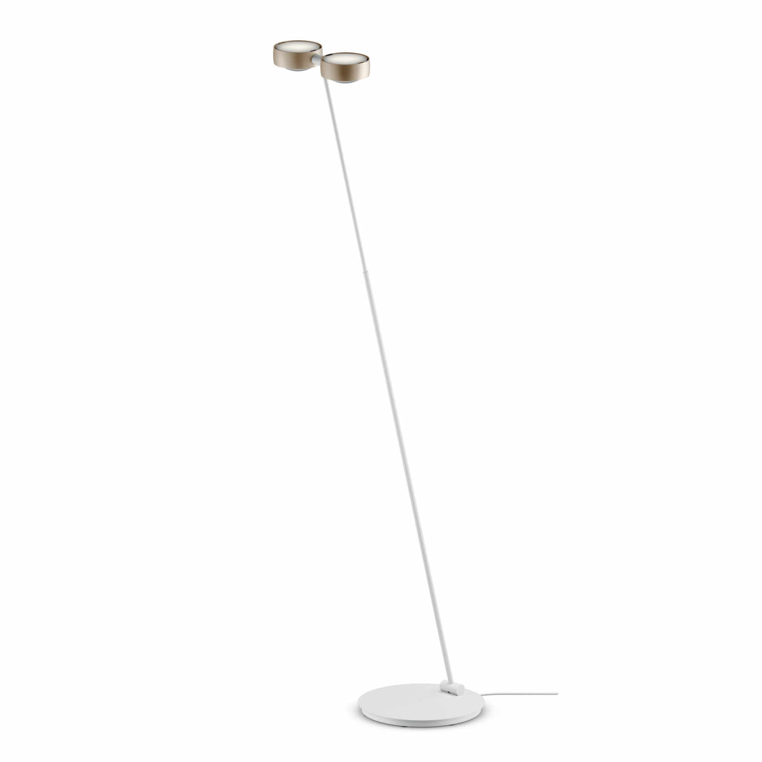 Sento Terra LED Bodenleuchte, Kopf / Body / Fuss gold matt / weiss matt / weiss matt von Occhio