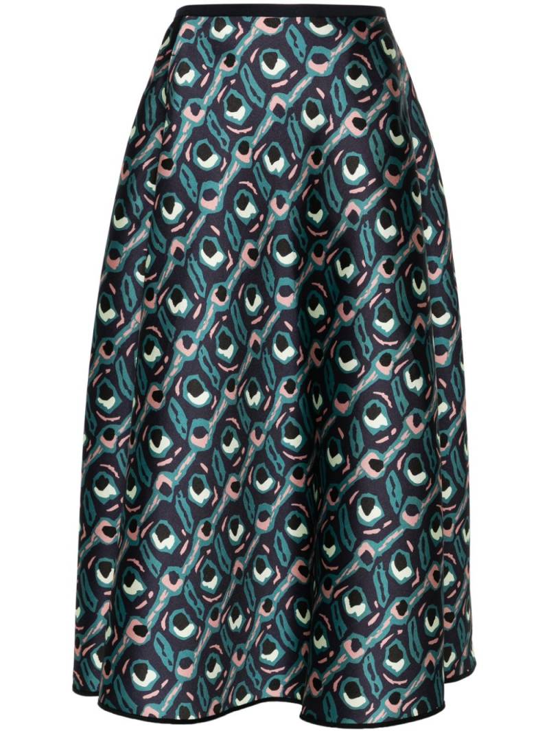 Odeeh abstract-print flared midi skirt - Black von Odeeh