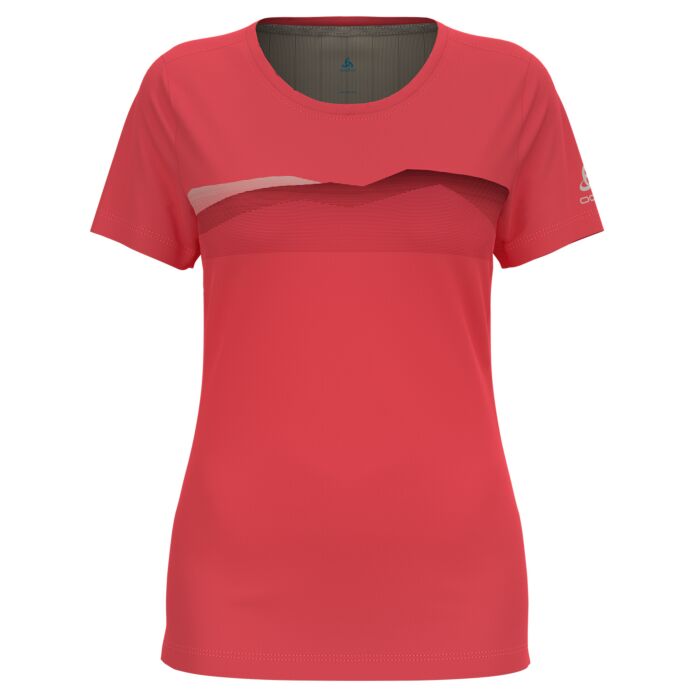 Odlo F–Dry Ridgeline Print T-Shirt mit tailliertem Schnitt, rot, XL von Odlo