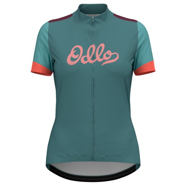 Odlo - Women's Essential Odlo Print S/U Full Zip S/S - Velotrikot Gr L;M;S;XL grau von Odlo