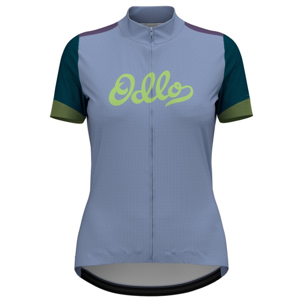 Odlo - Women's Essential Odlo Print S/U Full Zip S/S - Velotrikot Gr L grau von Odlo