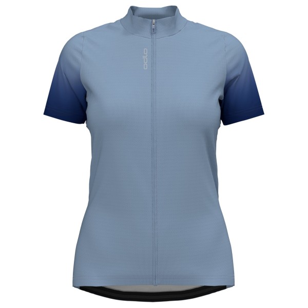 Odlo - Women's Essential Print S/U Collar S/S Full Zip - Velotrikot Gr L;M;S;XL grau von Odlo