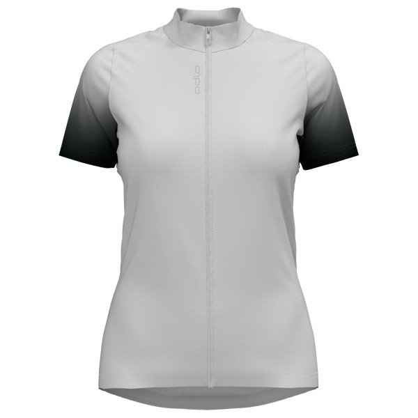 Odlo - Women's Essential Print S/U Collar S/S Full Zip - Velotrikot Gr L grau von Odlo