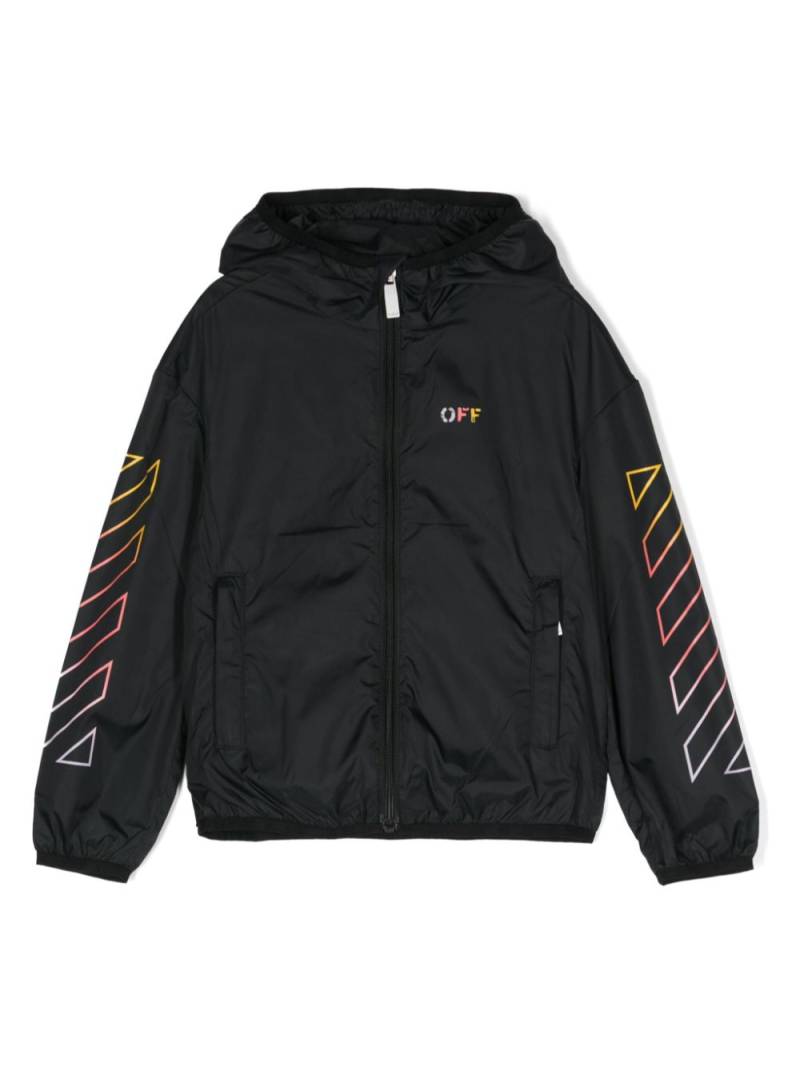 Off-White Kids Arrows-motif hooded windbreaker - Black von Off-White Kids