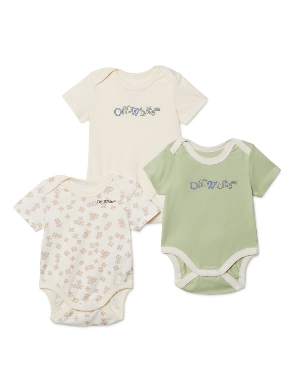 Off-White Kids Bookish Crazy cotton bodies (pack of three) - Neutrals von Off-White Kids