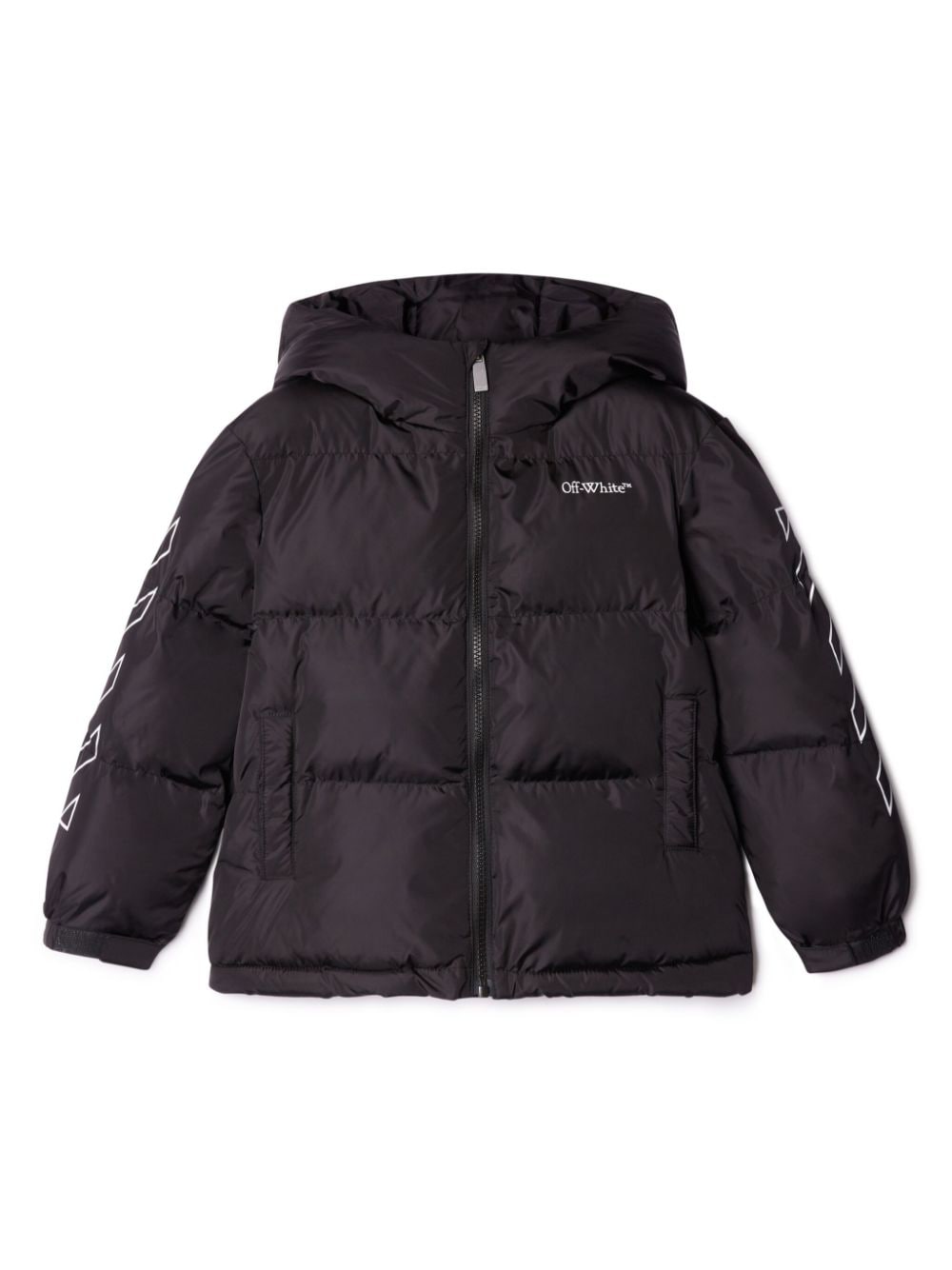 Off-White Kids Bookish Diag quilted puffer jacket - Black von Off-White Kids