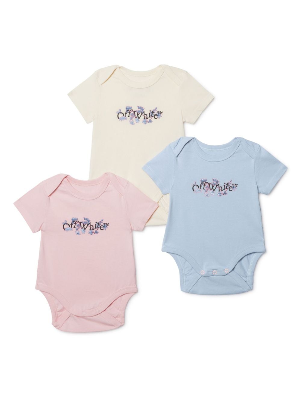 Off-White Kids Bookish Flowers cotton bodies (pack of three) - Blue von Off-White Kids