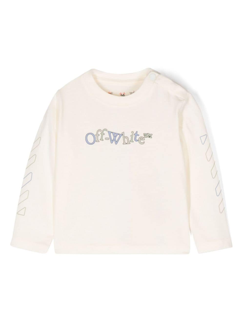 Off-White Kids Bookish-logo cotton long-sleeve T-shirt - Neutrals von Off-White Kids