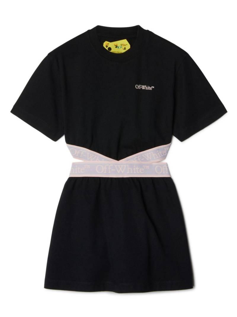 Off-White Kids Bookish logo-waistband cotton dress - Black von Off-White Kids