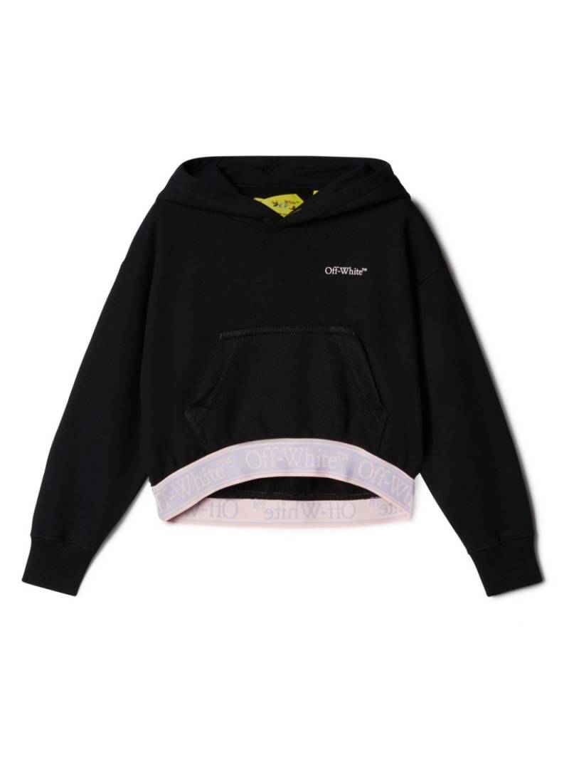 Off-White Kids Bookish logo-waistband cotton hoodie - Black von Off-White Kids