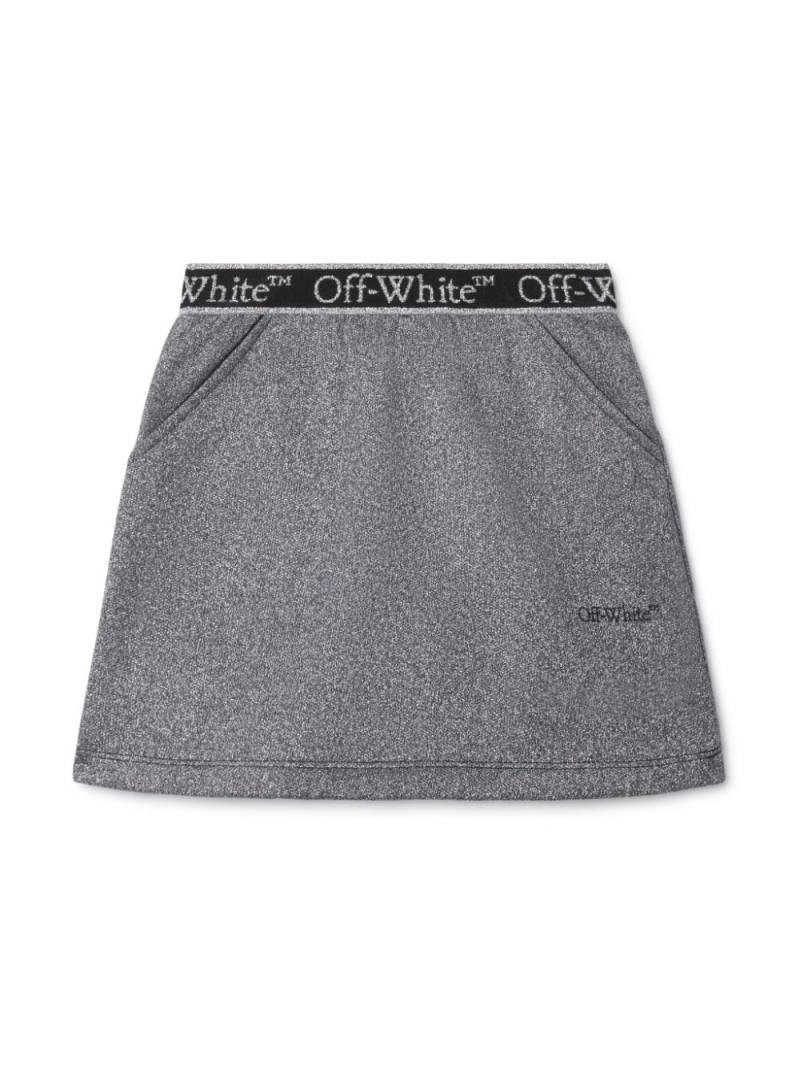 Off-White Kids Bookish logo-waistband cotton skirt - Grey von Off-White Kids