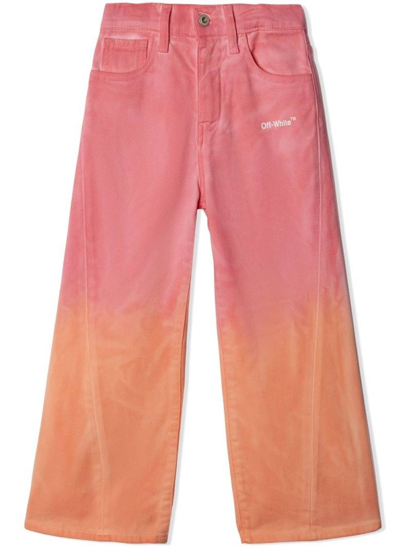 Off-White Kids Helvetica faded wide leg trousers - Pink von Off-White Kids