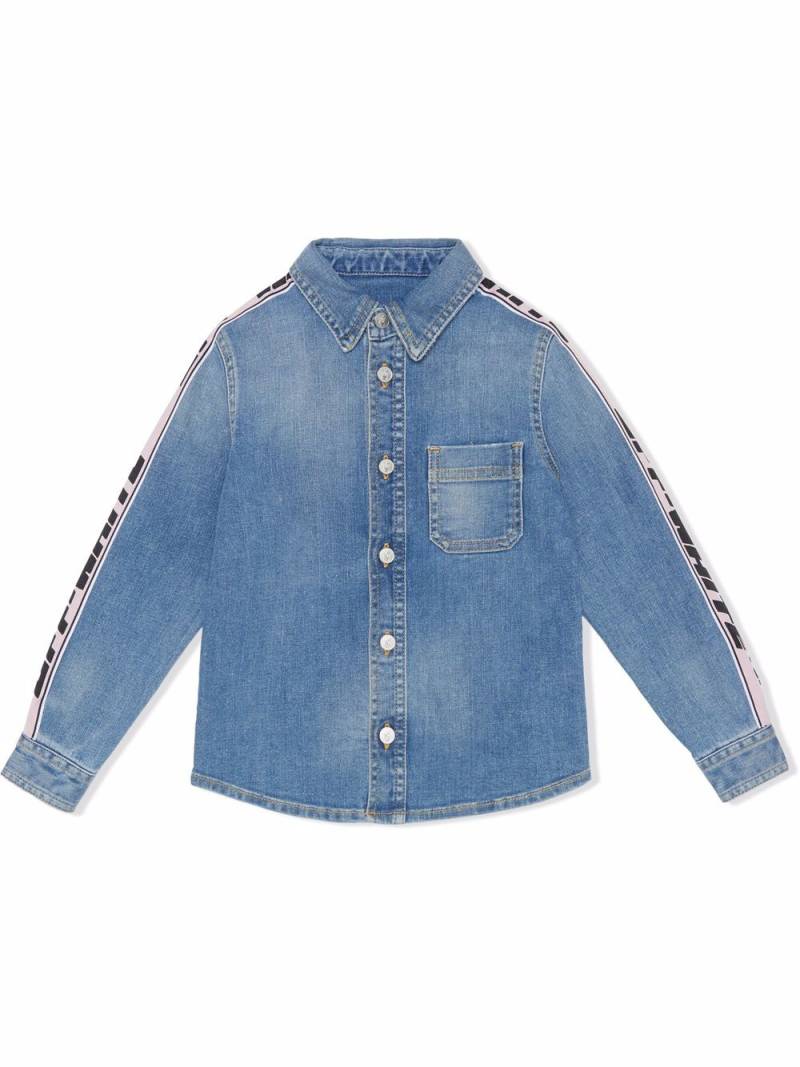 Off-White Kids logo-trim denim shirt - Blue von Off-White Kids