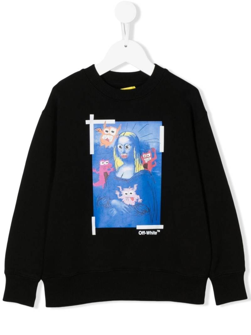 Off-White Kids Monsterlisa-print crew-neck sweatshirt - Black von Off-White Kids