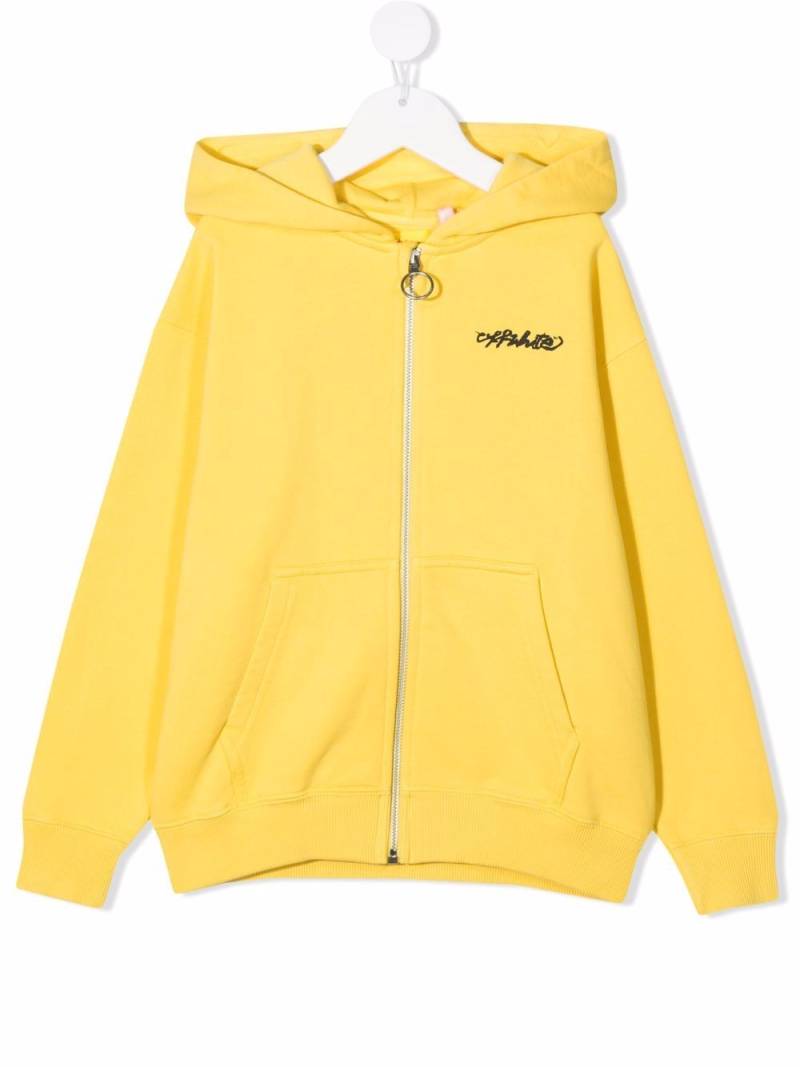 Off-White Kids Script-logo cotton hoodie - Yellow von Off-White Kids