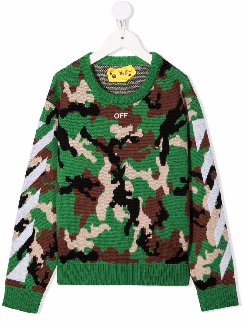 Off-White Kids camouflage-pattern jumper - Green von Off-White Kids