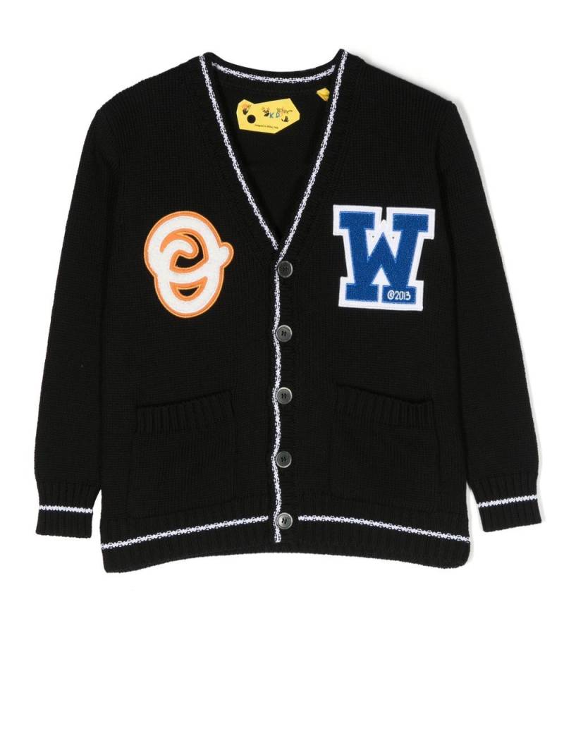 Off-White Kids OW patch-detail knitted cardigan - Black von Off-White Kids