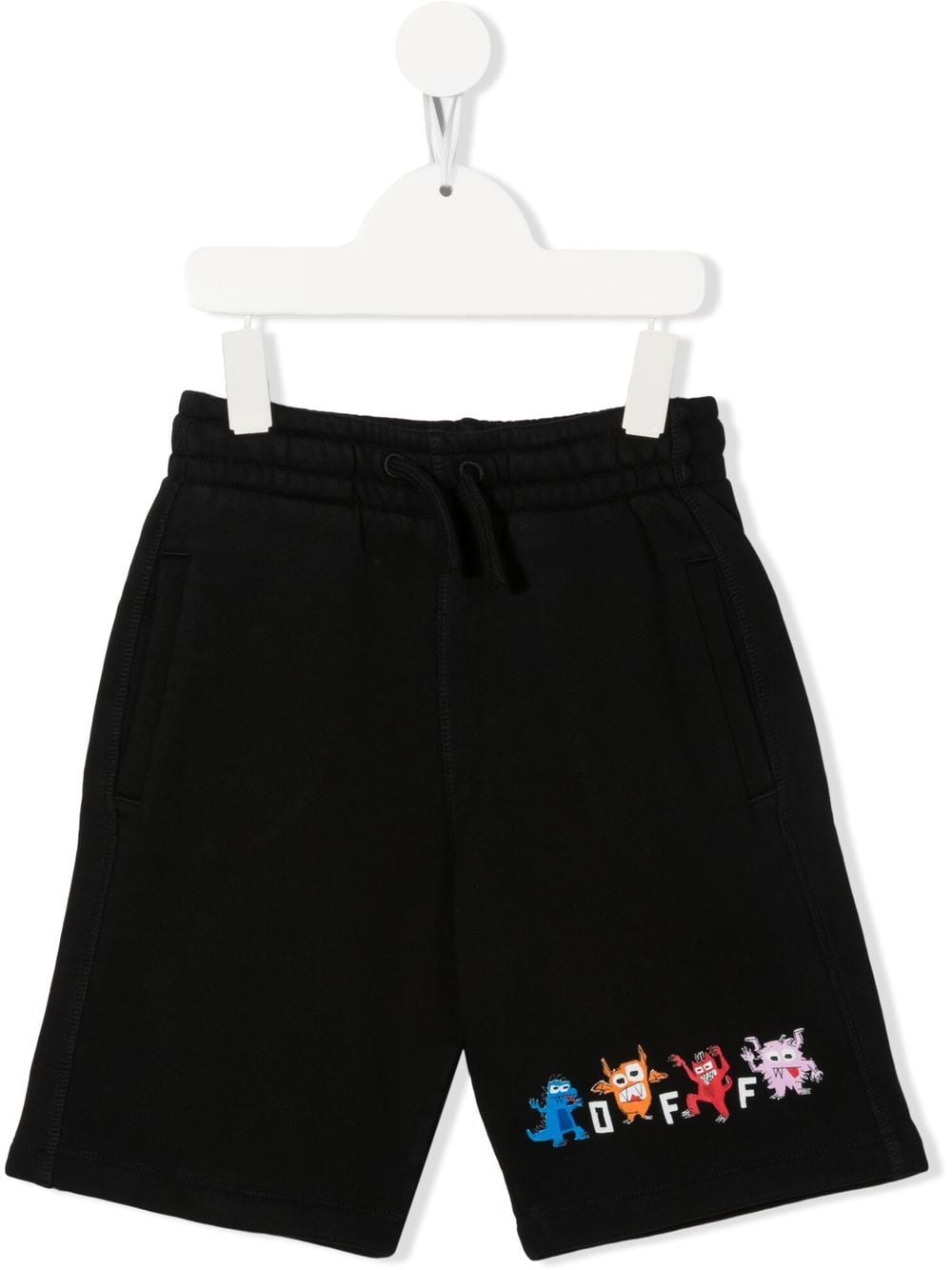 Off-White Kids Off Monsters jersey shorts - Black von Off-White Kids