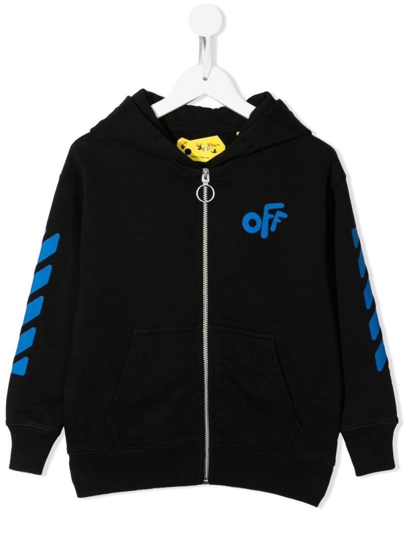 Off-White Kids Off Rounded zip-up hoodie - Black von Off-White Kids