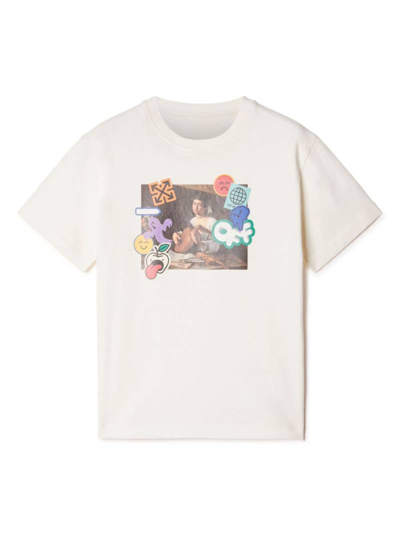 Off-White Kids Stickers Picture cotton T-shirt von Off-White Kids