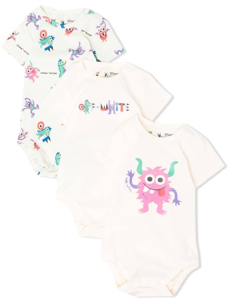 Off-White Kids cartoon-print three-pack babygrows - Neutrals von Off-White Kids