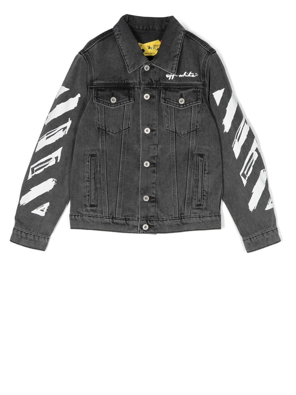 Off-White Kids chest logo-print detail denim jacket - Grey von Off-White Kids