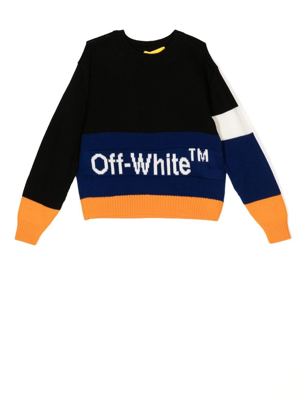 Off-White Kids intarsia-knit panelled jumper - Black von Off-White Kids