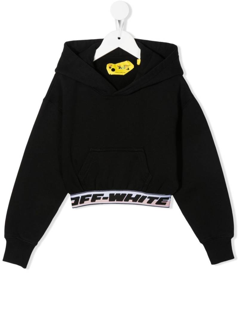 Off-White Kids logo band long-sleeve hoodie - Black von Off-White Kids