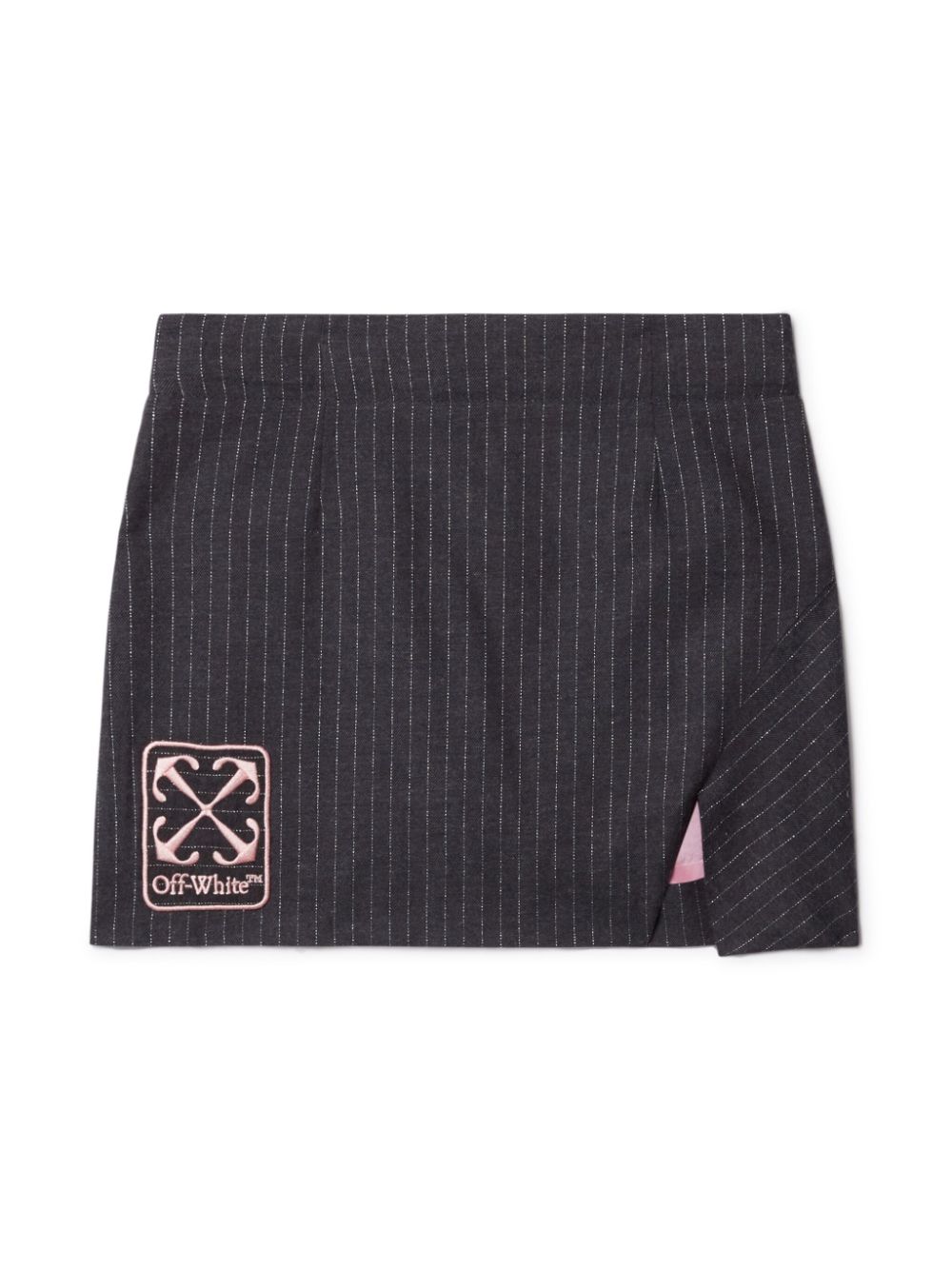 Off-White Kids logo-embroidered pinstriped skirt - Grey von Off-White Kids